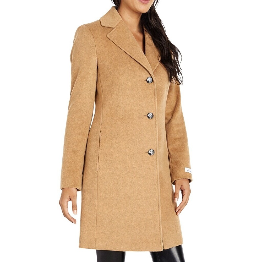 Calvin Klein Women's Coat Size 4 Brown Precious Fiber Long Jacket CW082699 - Picture 2 of 13